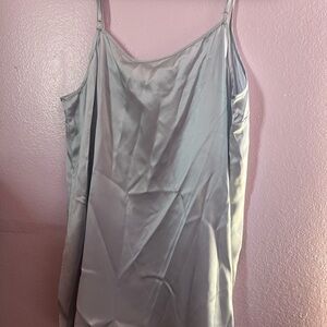 Elegant Light Blue Satin Slip Camisole